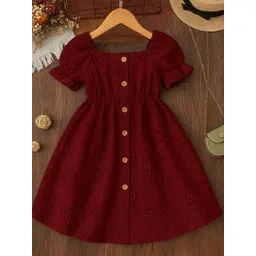 YK Girls Square Neck Schiffli Empire Dress-picture-14