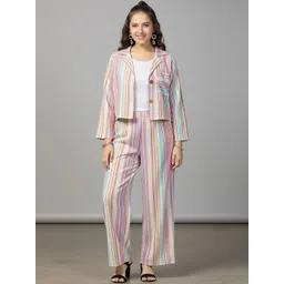 YK Girls Striped Shirt Collar Shirt With Trouser & Inner-picture-45