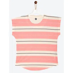 YK Girls White & Peach-Coloured Striped Extended Sleeves Top-picture-31