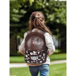 YK Kids Disney Mickey Printed Leather 3-Compartments School Backpack image 2