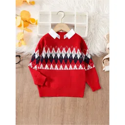 YK Kids Geometric Printed Shirt Collar Pullover-picture-16