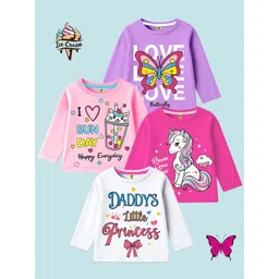 YK Kids Girls Pack of 4 Multicolor Graphic Printed T-shirt-picture-24