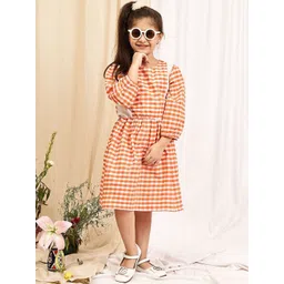 YK Kids-Girls Peach BLENDED A-Line Dresses-picture-33
