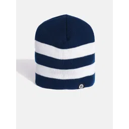 YK Kids Navy & White Striped Beanie-picture-39