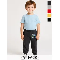 YK Kids Pack Of 5 Printed Mid-Rise Warm Winter Joggers-picture-33