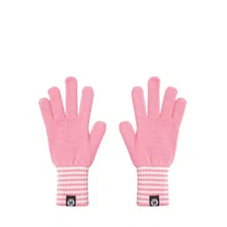 YK Kids Pink & White Striped Detail Hand Gloves-picture-25