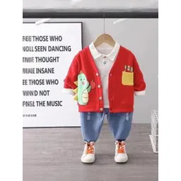 YK Kids Polo Collar Long Sleeves Fleece T-Shirt With Jacket & Jogger-picture-55