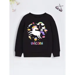 yk Kids Unicorn Print Sweatshirt, Black Color-picture-26