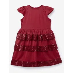 YK Maroon Layered Satin Dress-picture-26