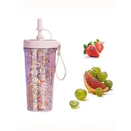 YK Pink Printed Glitter Leakproof Sipper Water Bottle - 400 ml-picture-18