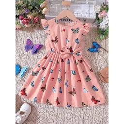 YK Print Flutter Sleeve Fit & Flare Dress-picture-38