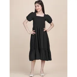 YK Puff Sleeve Crepe Formal Fit & Flare Dress-picture-32