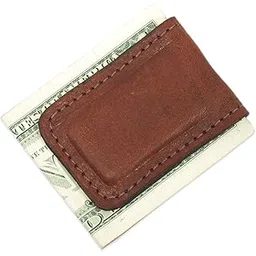 yoder leather company Genuine Brown Leather Magnetic Money Cash Clip Handmade-picture-45
