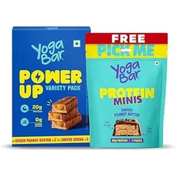 Yogabar Power Up 20g Protein Bar Variety Pack of 5 (3 Choco Peanut Butter Bars, 2 Coffee Rush Bars, No Added Sugar) | Protein Minis, 4g Protein Bar Pack of 7 (Free) | Least Net Carbs | Zero Added Sugar Protein Bars | High Protein Blend - Whey Protein Concentrate, Isolate, Peanuts & Soy | Healthy Protein Snacks-picture-19
