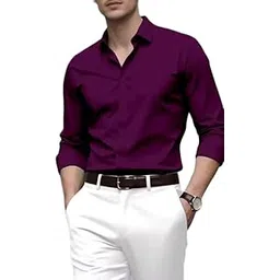 yogifab Men's Long Sleeve Casual Polo Shirt, 7 Colours - Wine, Pink, Teal, Black, Green, Maroon, Sky Blue-picture-29