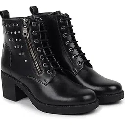 yoho Slays Studded Combat Ankle Length Heeled Biker Boots for Women|Lace Up, Comfortable and Stylish with Block Heel|Casual,Riding, Formal Wear for Winter-picture-28