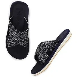 yoho Starry Slippers for Women | Criss-Cross Elastic Strap | Lightweight & Waterproof | Extra Soft Cushioned Orthopaedic Footpharma Footbed | Stylish Casual Flats for Everyday-picture-30