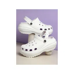 Yoho White Jumbo Clogs for Women-picture-22