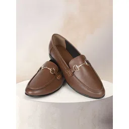 yoho Women Textured Buckled Flexible Anti-Skid Horsebit Loafers-picture-33