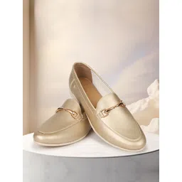 yoho Women Textured Buckled Flexible Anti-Skid Horsebit Loafers-picture-34