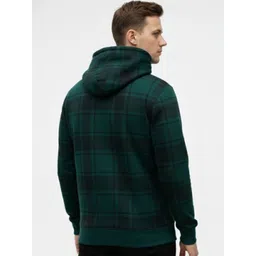 YONGE Men Checked Hooded Sweatshirt image 3
