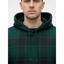 YONGE Men Checked Hooded Sweatshirt image 4