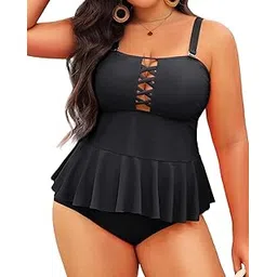 yonique Plus Size Swimsuits for Women Floral Print Tankini Set 2 Piece Bathing Suit with Boyshorts-picture-11