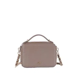 You & Vee Taupe Textured Medium Sling Handbag-picture-15