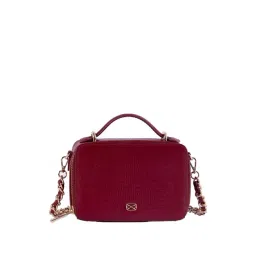 You & Vee Wine Textured Medium Sling Handbag-picture-37