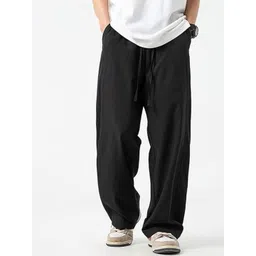 YOU FOREVER Men Solid Baggy Fit Original High-Rise Cotton Joggers Trousers-picture-25