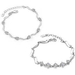 youbella Jewellery Silver Plated Stylish Latest Crystal Combo of Bracelet Bangle Jewellery for Girls and Women (Crystals) image 1