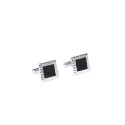 YouBella Black Silver-Plated Square Cufflinks image 1