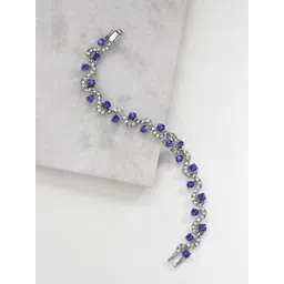 YouBella Blue Silver-Plated Stone-Studded Link Bracelet-picture-30