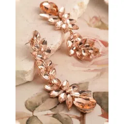 YouBella Collection AAA Swiss Rose-Gold Tone Peach Dangler Earrings for Women-picture-11