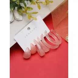 YouBella Contemporary Silver Pink Hoop Earrings for Women - Set of 3-picture-30