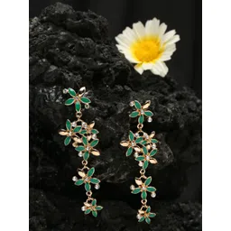 YouBella Gold-Plated Artificial Stones Floral Drop Earrings-picture-16