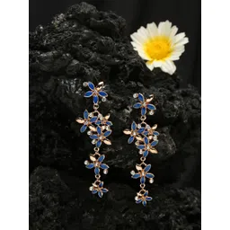 YouBella Gold-Plated Artificial Stones Studded Floral Drop Earrings-picture-26