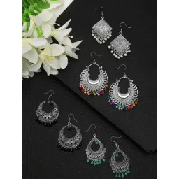 YouBella Gold-Plated Oxidized Silver Stylish Four Afghani Kashmiri Chand Bali Earrings-picture-12