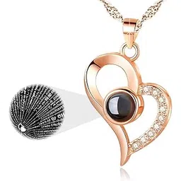 youbella Jewellery 18k Rose Gold Plated I Love You in 100 Languages Heart Necklace Jewellery for Women and Girls-picture-11