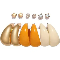 youbella Jewellery Gifts Stylish Latest Western Ear rings Gold Plated Combo of Studs and Hoops Earrings Set for Girls and Women (Multi-Color) (YBEAR_32937)-picture-55