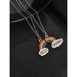 YouBella Jewellery Silver Plated Rainbow Best Friends Necklace Chain for Girls and Women - Set of 2-picture-10