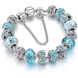 youbella Jewellery Silver Plated Stylish Latest Crystal Bracelet Bangle Jewellery For Girls and Women (Blue)-picture-11