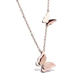 youbella Jewellery Stylish 18k Rose Gold Plated Butterfly Necklace Jewellery for Women and Girls (Pendant)-picture-13