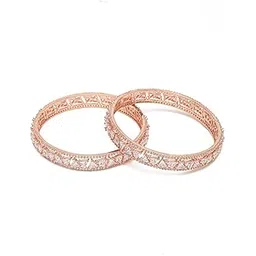 youbella Jewellery Stylish Rose Gold Plated American Diamond Studded Bangles for Girls and Women (YBBN_91891) (Rose Gold)-picture-12