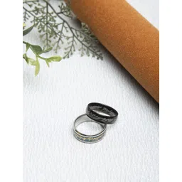 YouBella Men Set Of 2 Black And Navy Blue Textured Rings-picture-12
