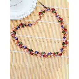 YouBella Multicolour Rose gold Fabric Stylish AAA Swiss Zircon Necklace Jewellery and Girls-picture-10