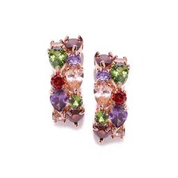 YouBella Peach-Coloured & Gold-Plated Contemporary Studs Earrings-picture-40