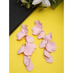 YouBella Pink Floral Petal Classic Handcrafted Drop Earrings-picture-26