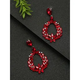 YouBella Red Contemporary Drop Earrings-picture-32