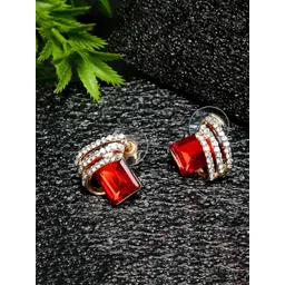 YouBella Red Gold-Plated Contemporary Studs-picture-31